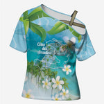 Afro Haiti Cotes des Arcadins Cross Shoulder Shirt Ayiti Map With Royal Palm Plumeria - African Pride