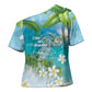 Afro Haiti Cotes des Arcadins Cross Shoulder Shirt Ayiti Map With Royal Palm Plumeria - African Pride