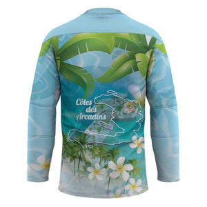 Afro Haiti Cotes des Arcadins Hockey Jersey Ayiti Map With Royal Palm Plumeria - African Pride