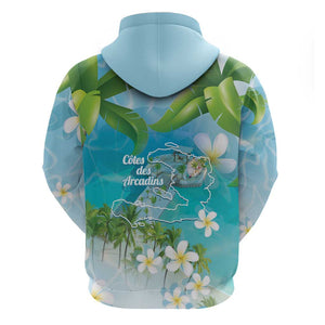 Afro Haiti Cotes des Arcadins Hoodie Ayiti Map With Royal Palm Plumeria - African Pride