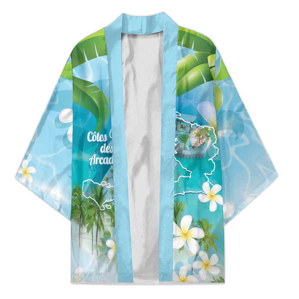 Afro Haiti Cotes des Arcadins Kimono Ayiti Map With Royal Palm Plumeria - African Pride