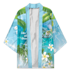Afro Haiti Cotes des Arcadins Kimono Ayiti Map With Royal Palm Plumeria - African Pride