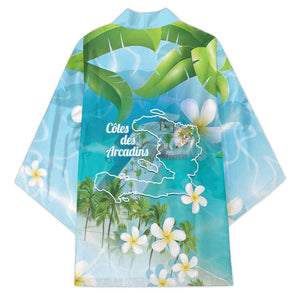 Afro Haiti Cotes des Arcadins Kimono Ayiti Map With Royal Palm Plumeria - African Pride