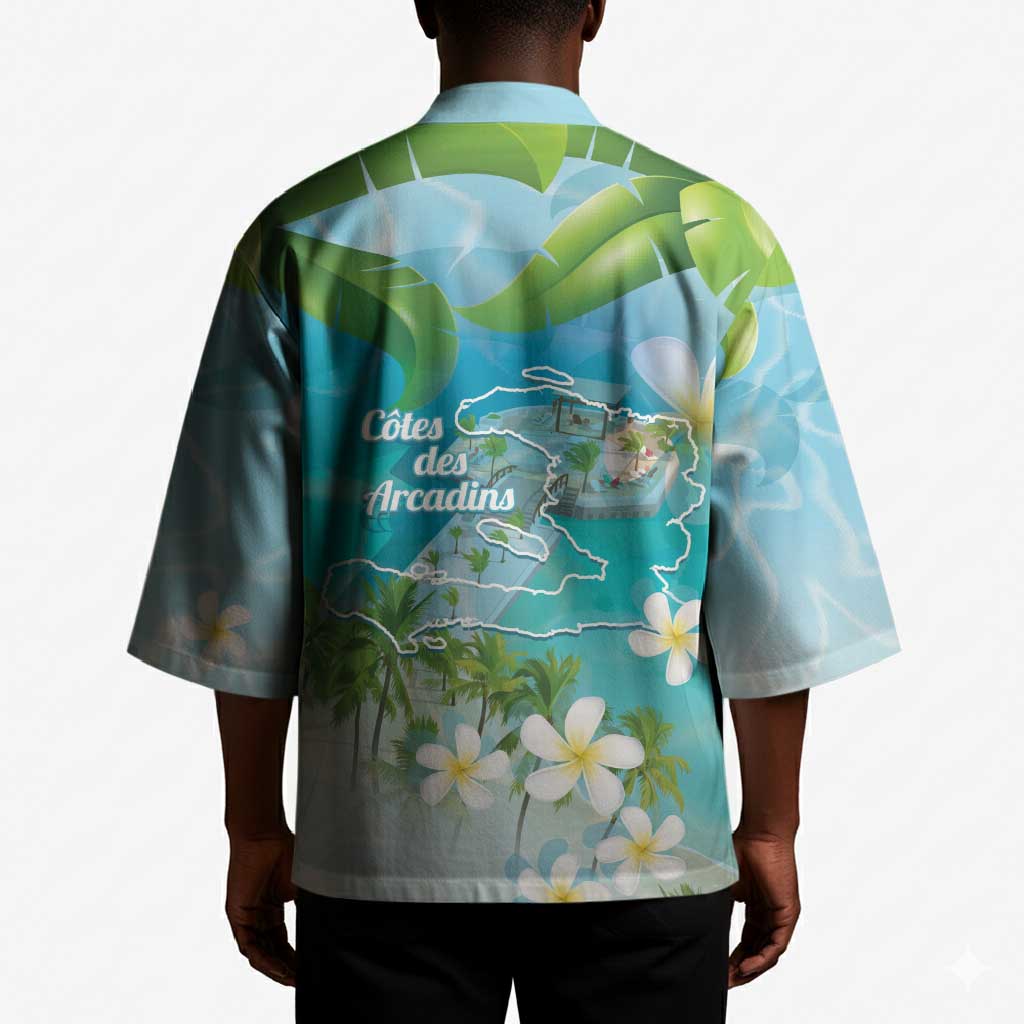 Afro Haiti Cotes des Arcadins Kimono Ayiti Map With Royal Palm Plumeria - African Pride