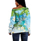 Afro Haiti Cotes des Arcadins Off Shoulder Sweater Ayiti Map With Royal Palm Plumeria - African Pride