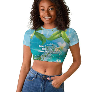 Afro Haiti Cotes des Arcadins Raglan Cropped T shirt Ayiti Map With Royal Palm Plumeria LT14