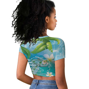 Afro Haiti Cotes des Arcadins Raglan Cropped T shirt Ayiti Map With Royal Palm Plumeria LT14