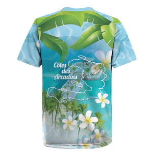 Afro Haiti Cotes des Arcadins Rugby Jersey Ayiti Map With Royal Palm Plumeria LT14