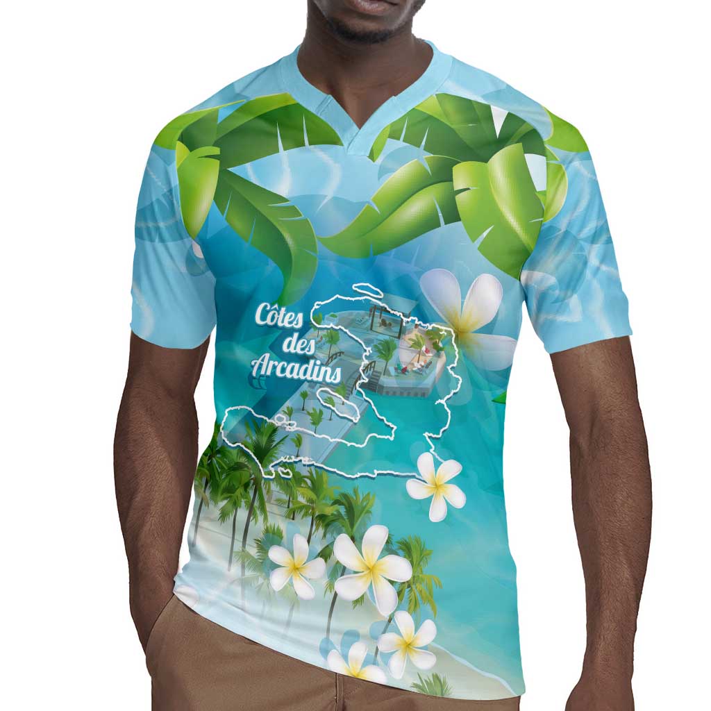 Afro Haiti Cotes des Arcadins Rugby Jersey Ayiti Map With Royal Palm Plumeria LT14