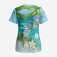 Afro Haiti Cotes des Arcadins Scrub Top Ayiti Map With Royal Palm Plumeria - African Pride