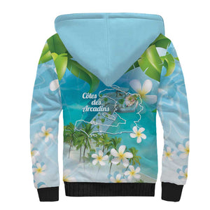 Afro Haiti Cotes des Arcadins Sherpa Hoodie Ayiti Map With Royal Palm Plumeria - African Pride