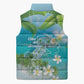 Afro Haiti Cotes des Arcadins Sleeveless Puffer Jacket Ayiti Map With Royal Palm Plumeria - African Pride