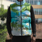 Afro Haiti Cotes des Arcadins Sleeveless Puffer Jacket Ayiti Map With Royal Palm Plumeria - African Pride