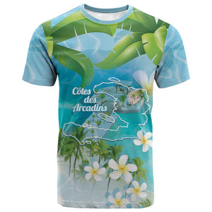 Afro Haiti Cotes des Arcadins T shirt Ayiti Map With Royal Palm Plumeria LT14