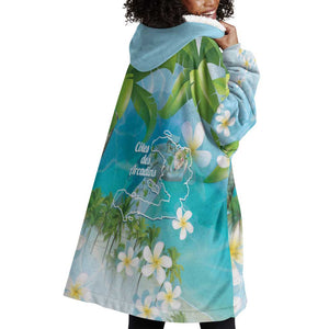 Afro Haiti Cotes des Arcadins Wearable Blanket Hoodie Ayiti Map With Royal Palm Plumeria - African Pride