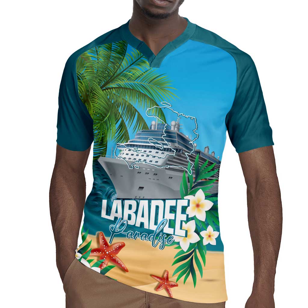 Afro Haiti Labadee Peninsula Rugby Jersey Caribbean Cruise Tropical Vibes LT14