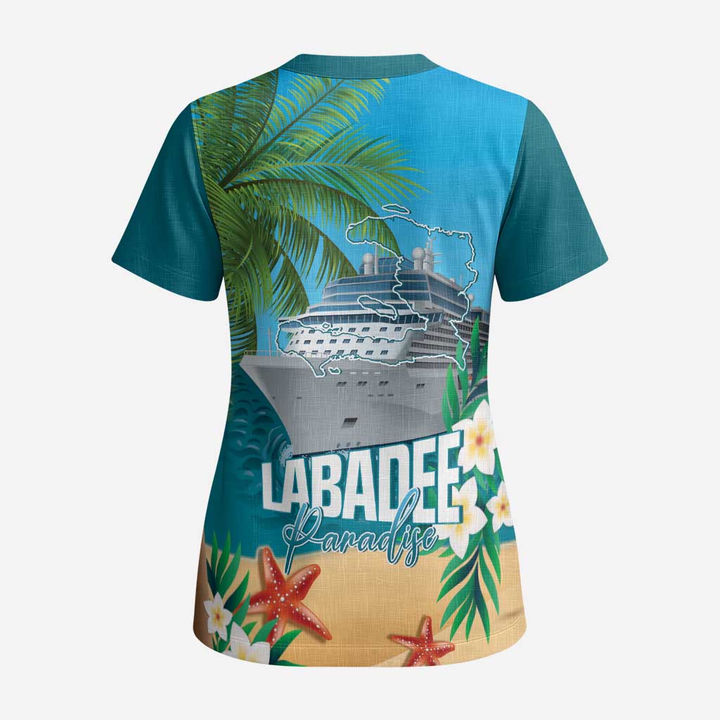 Afro Haiti Labadee Peninsula Scrub Top Caribbean Cruise Tropical Vibes - African Pride