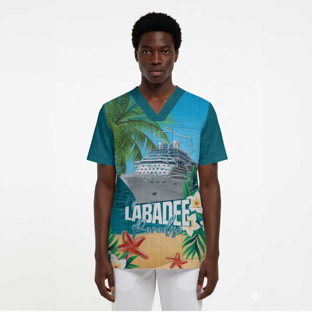 Afro Haiti Labadee Peninsula Scrub Top Caribbean Cruise Tropical Vibes - African Pride