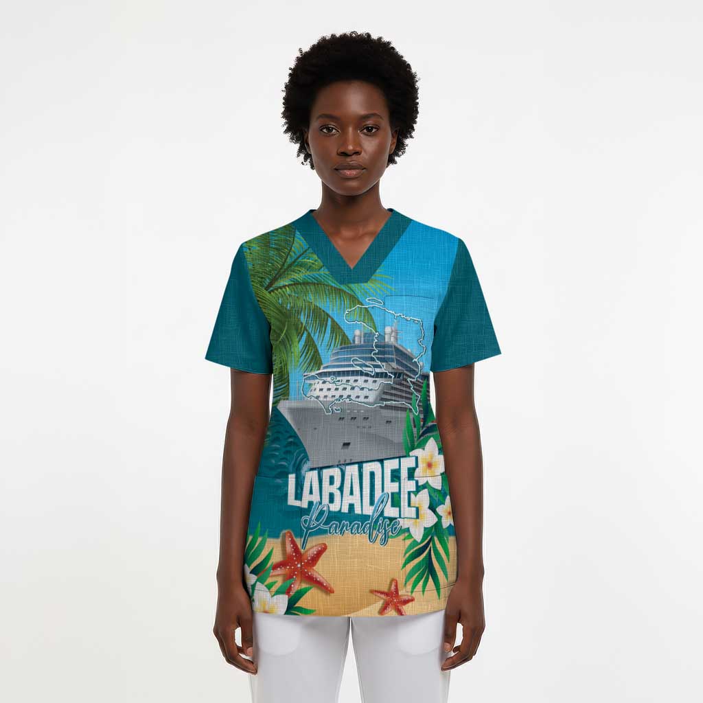 Afro Haiti Labadee Peninsula Scrub Top Caribbean Cruise Tropical Vibes - African Pride