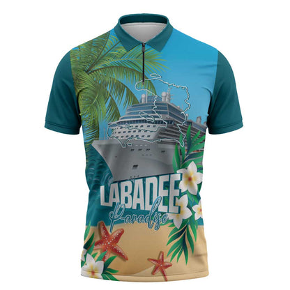 Afro Haiti Labadee Peninsula Zipper Polo Shirt Caribbean Cruise Tropical Vibes - African Pride