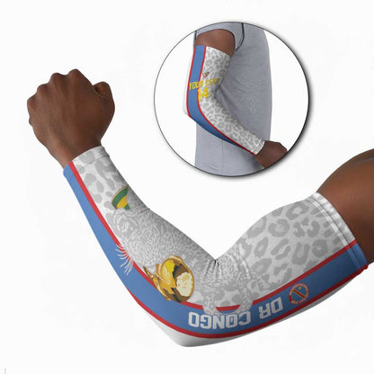 DR Congo Football Custom Arm Sleeves Come On Leopards White Color