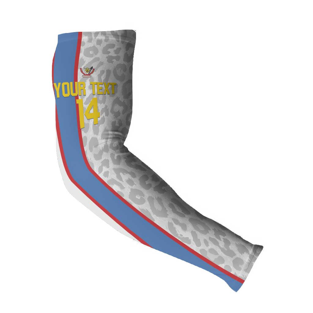 DR Congo Football Custom Arm Sleeves Come On Leopards White Color