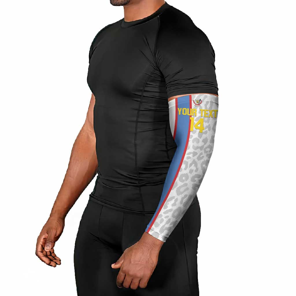 DR Congo Football Custom Arm Sleeves Come On Leopards White Color