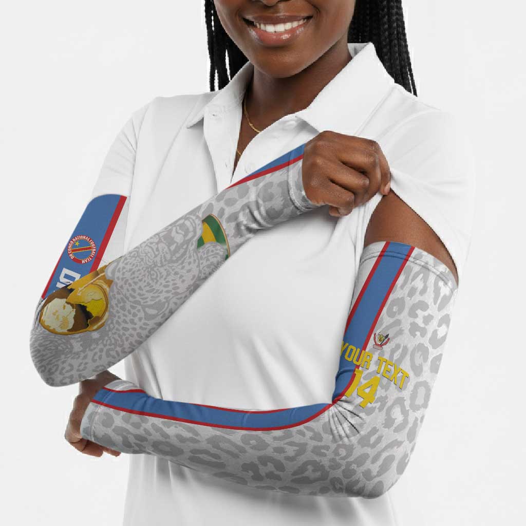 DR Congo Football Custom Arm Sleeves Come On Leopards White Color
