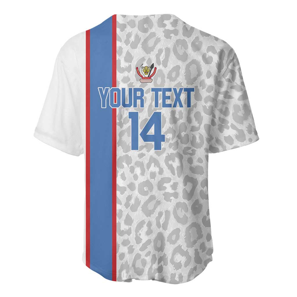 DR Congo Football Custom Baseball Jersey Come On Leopards White Color
