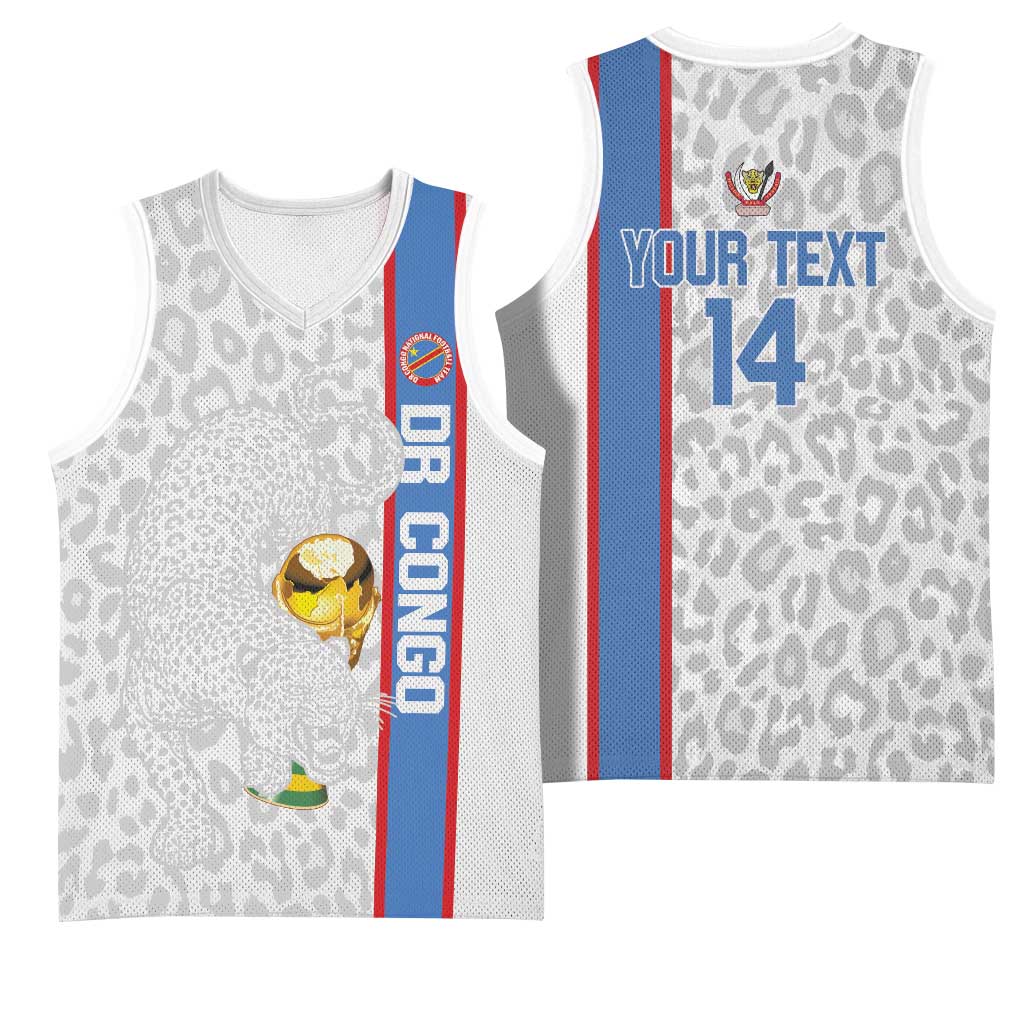 DR Congo Football Custom Basketball Jersey Come On Leopards White Color