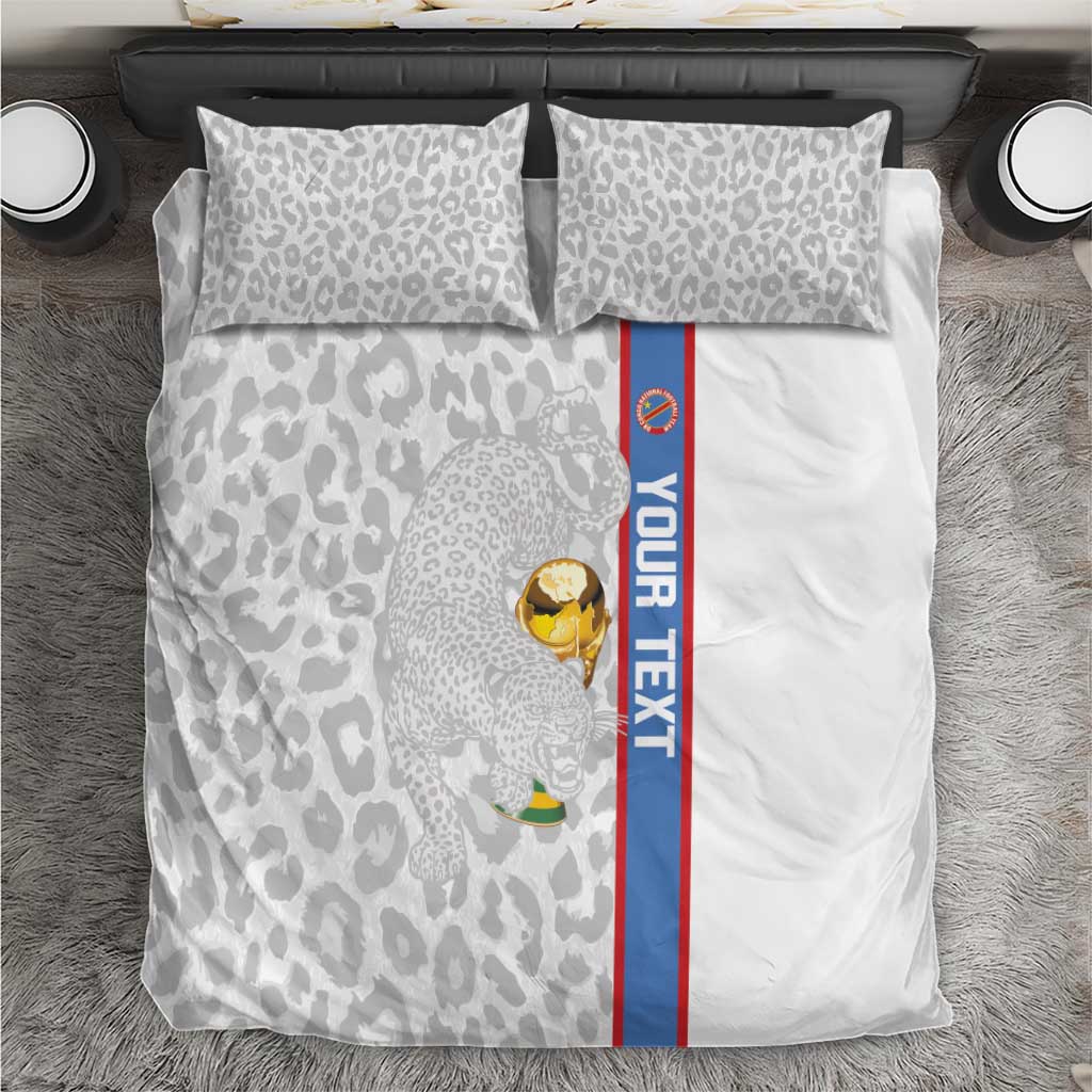 DR Congo Football Custom Bedding Set Come On Leopards White Color