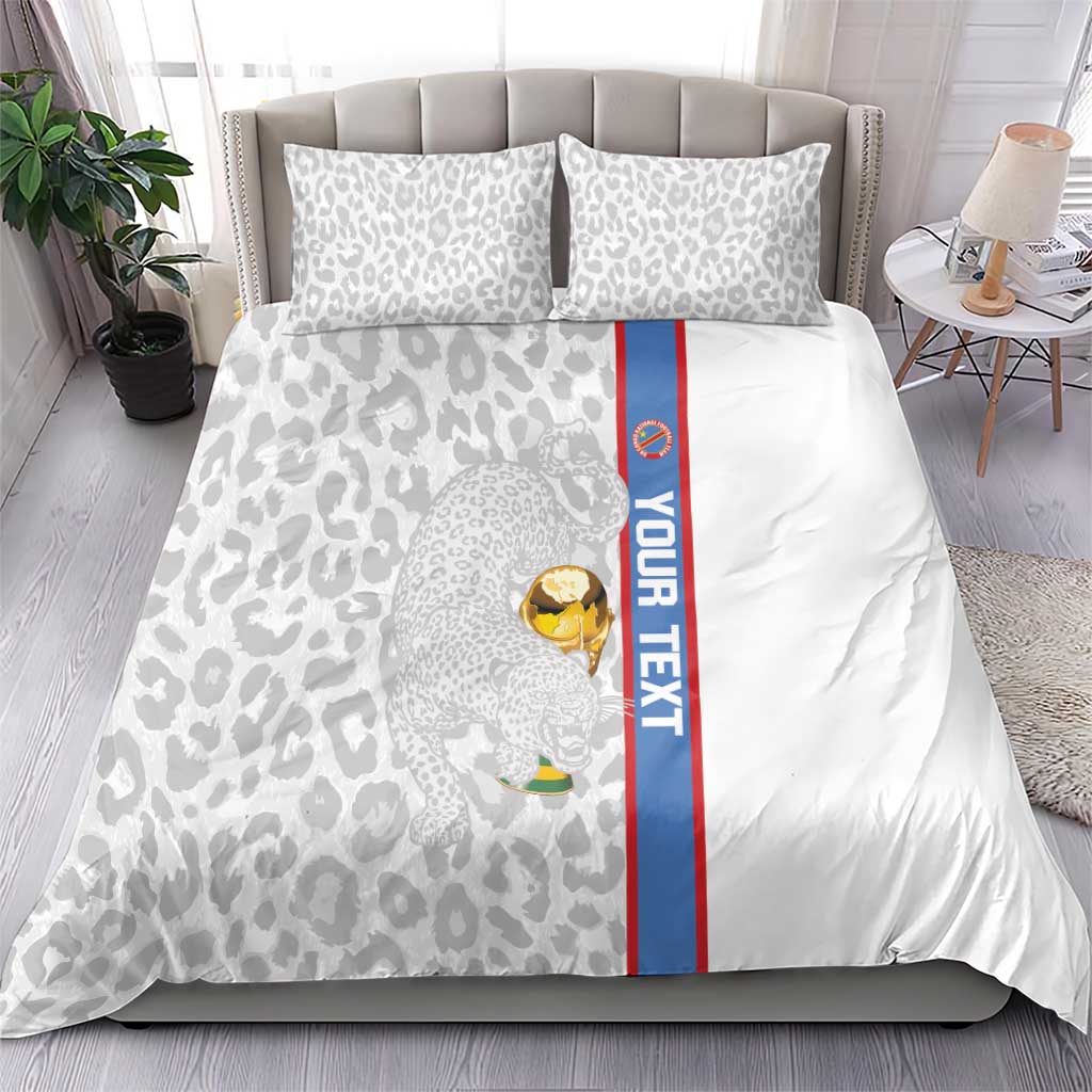 DR Congo Football Custom Bedding Set Come On Leopards White Color