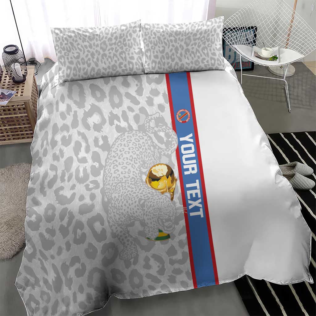 DR Congo Football Custom Bedding Set Come On Leopards White Color
