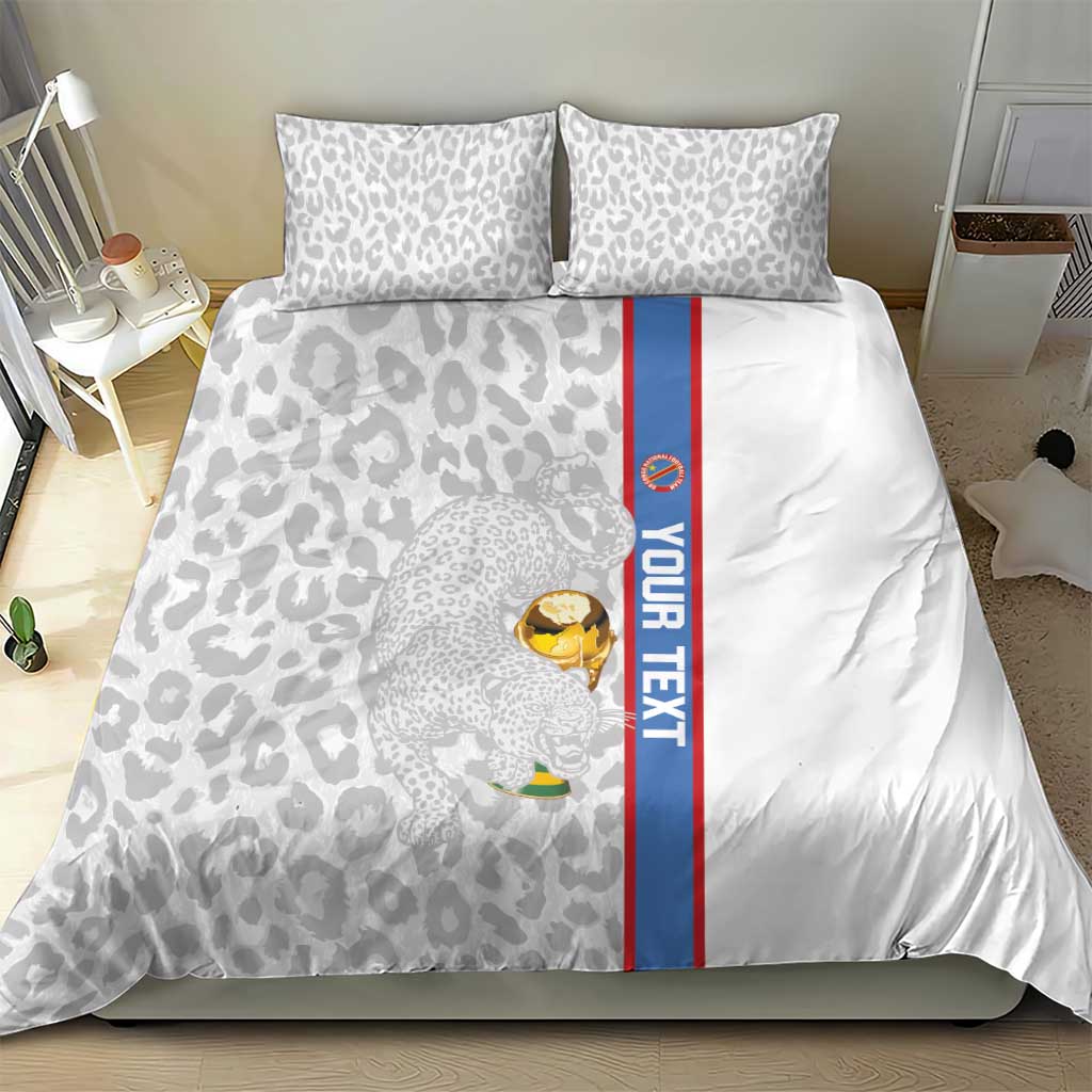 DR Congo Football Custom Bedding Set Come On Leopards White Color
