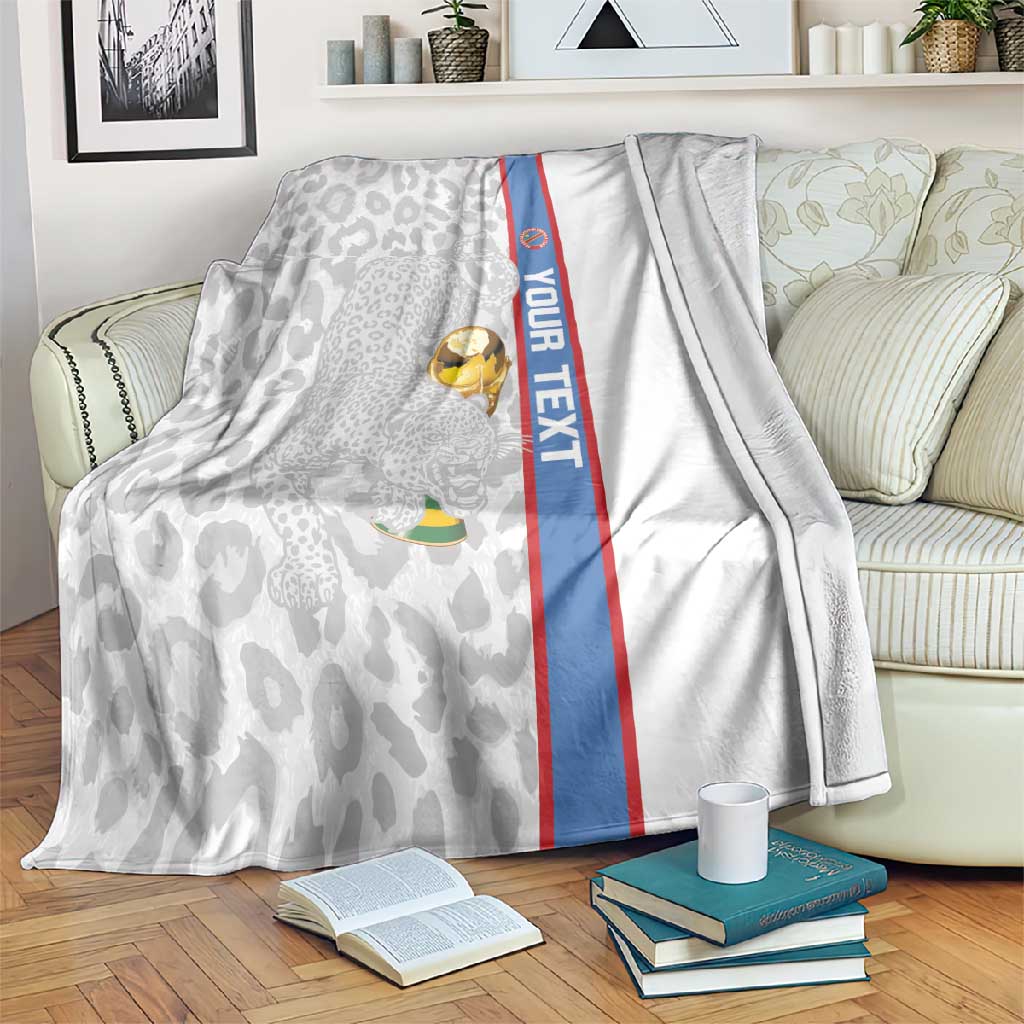 DR Congo Football Custom Blanket Come On Leopards White Color