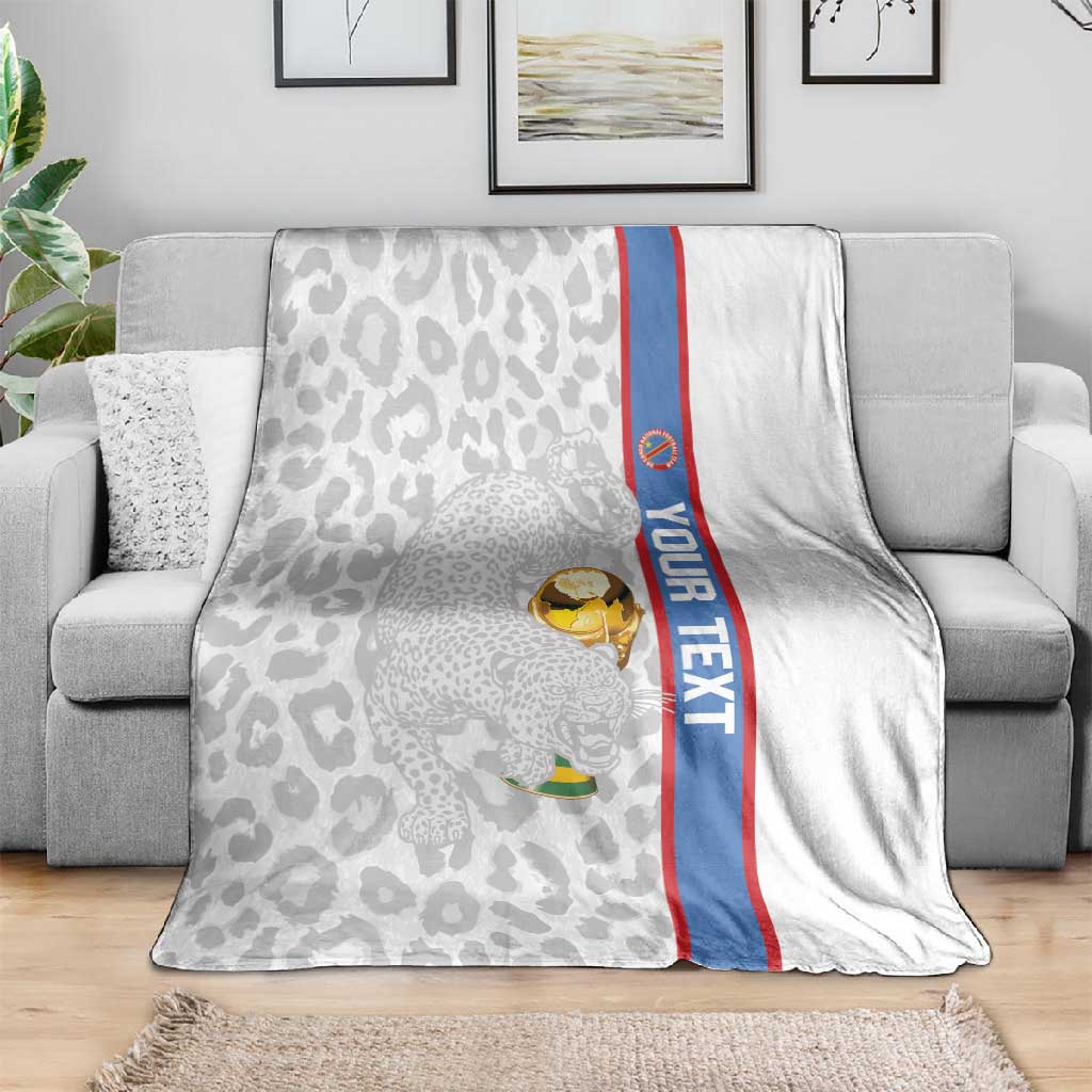 DR Congo Football Custom Blanket Come On Leopards White Color