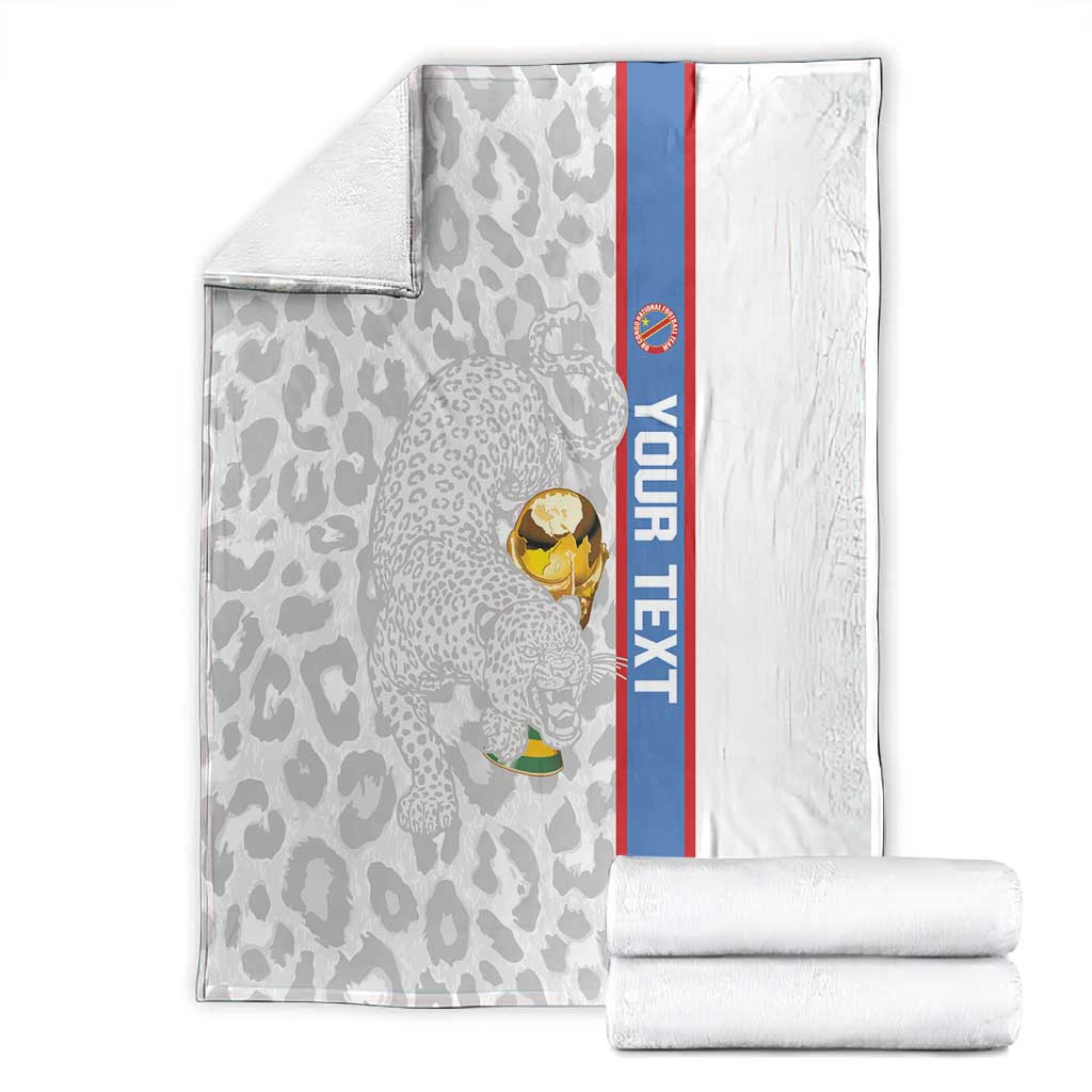 DR Congo Football Custom Blanket Come On Leopards White Color