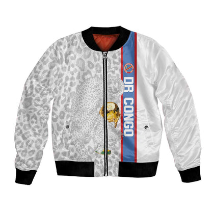 DR Congo Football Custom Bomber Jacket Come On Leopards White Color