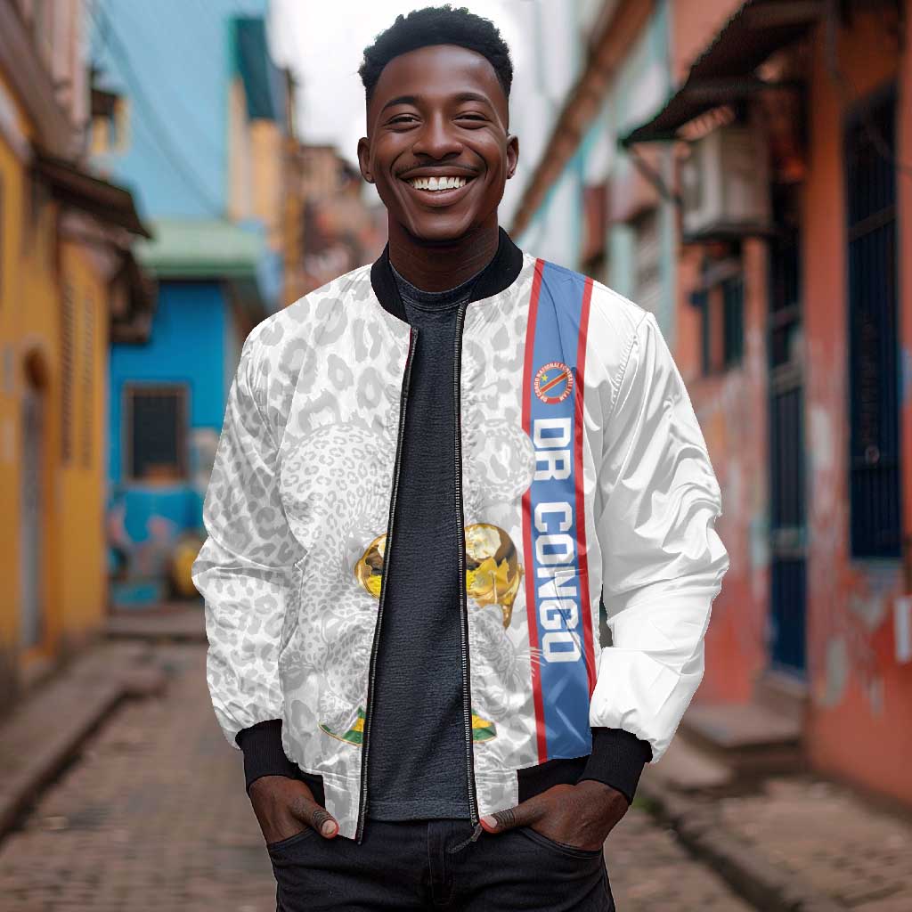 DR Congo Football Custom Bomber Jacket Come On Leopards White Color