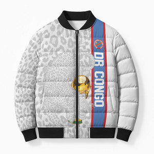 DR Congo Football Custom Bomber Puffer Jacket Come On Leopards White Color