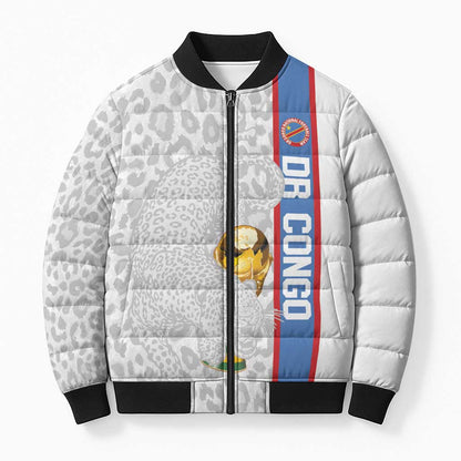 DR Congo Football Custom Bomber Puffer Jacket Come On Leopards White Color
