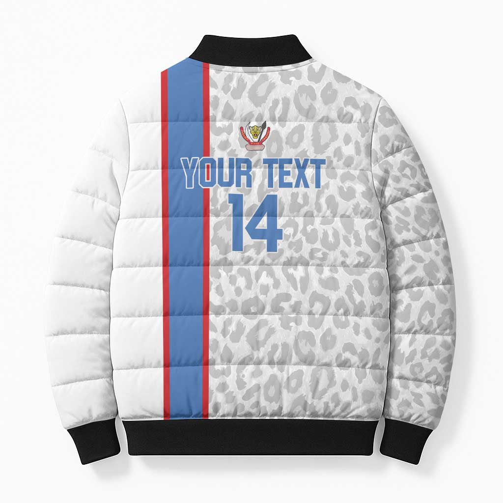 DR Congo Football Custom Bomber Puffer Jacket Come On Leopards White Color