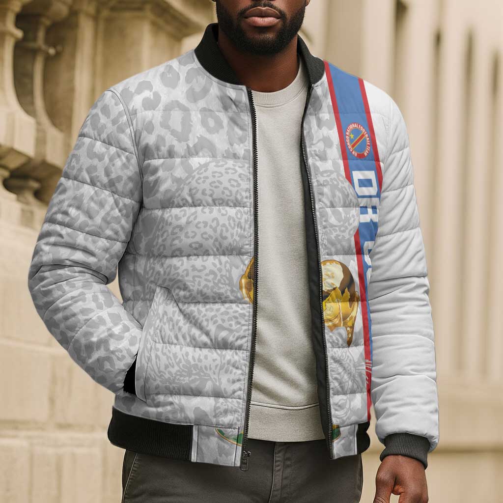 DR Congo Football Custom Bomber Puffer Jacket Come On Leopards White Color