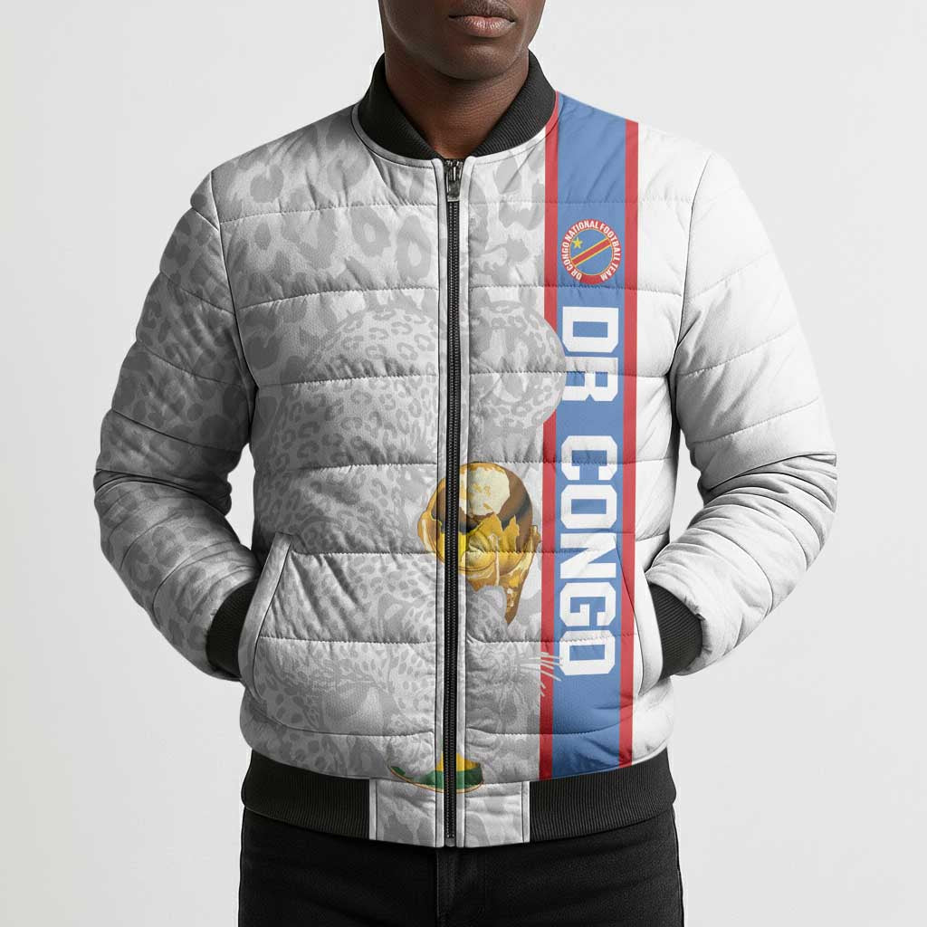 DR Congo Football Custom Bomber Puffer Jacket Come On Leopards White Color
