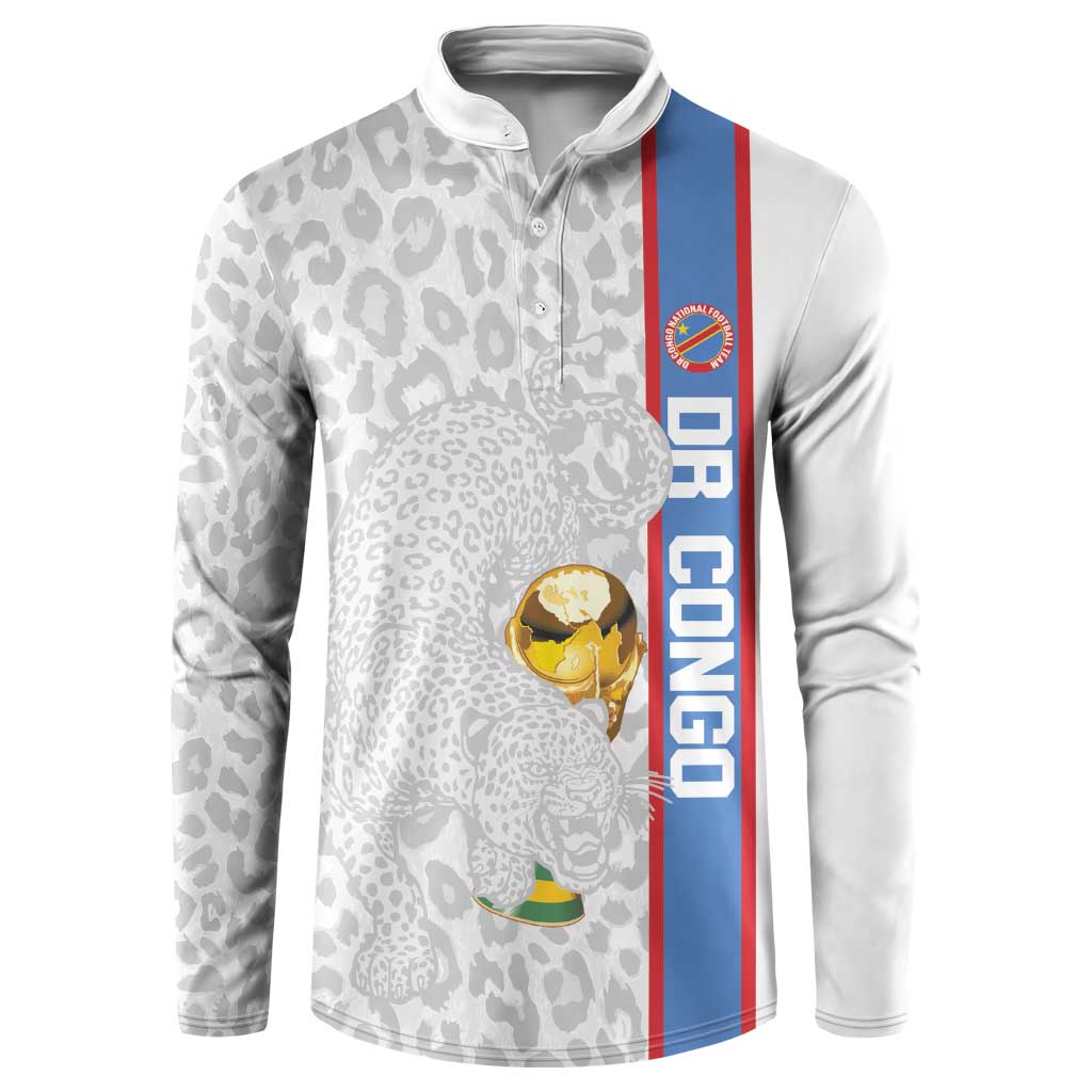 DR Congo Football Custom Button Sweatshirt Come On Leopards White Color