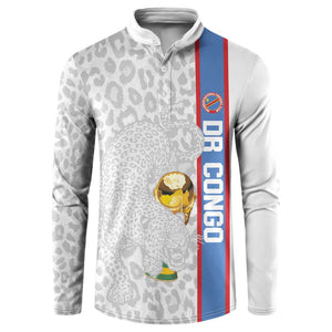DR Congo Football Custom Button Sweatshirt Come On Leopards White Color