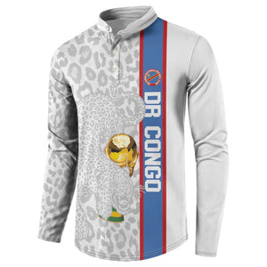 DR Congo Football Custom Button Sweatshirt Come On Leopards White Color
