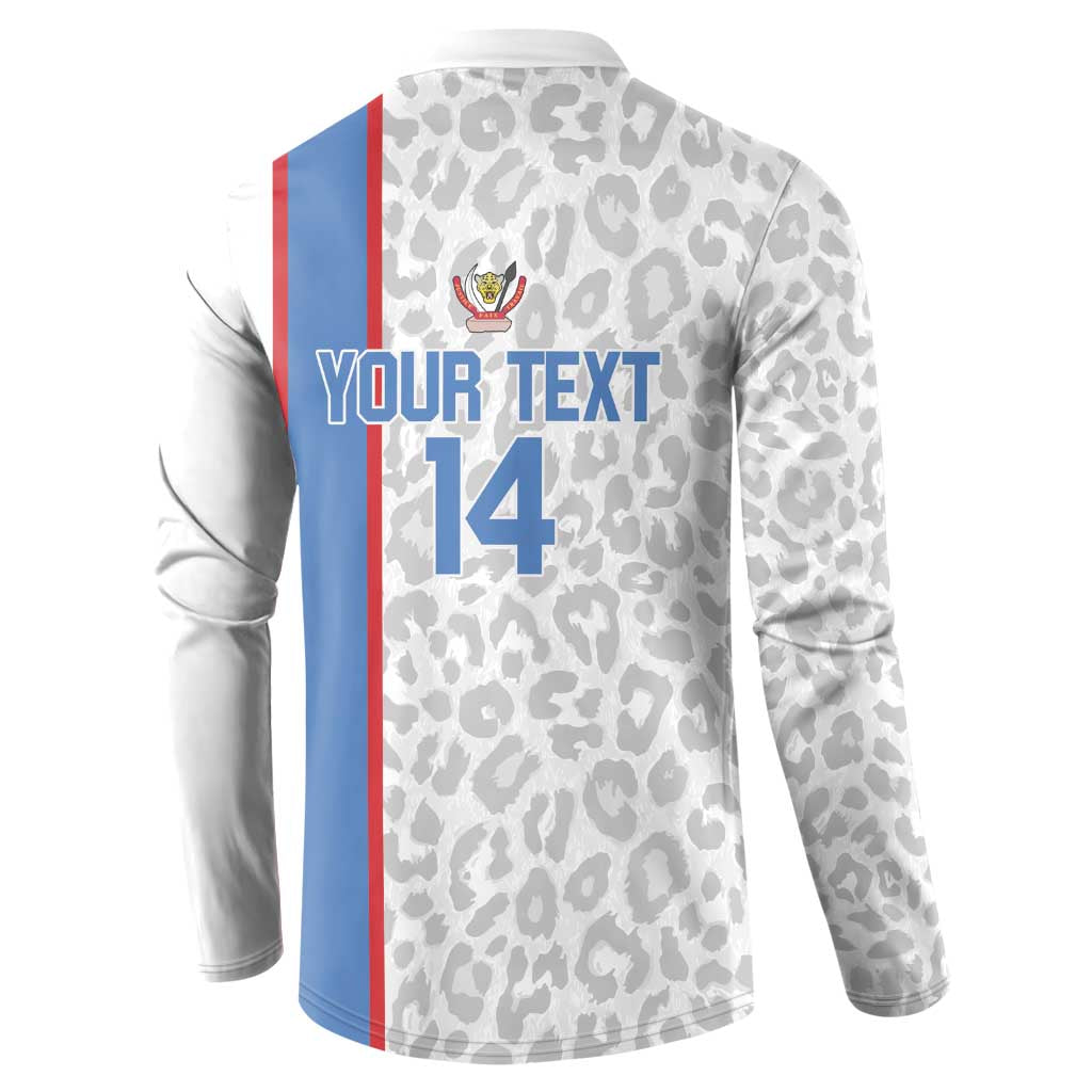 DR Congo Football Custom Button Sweatshirt Come On Leopards White Color