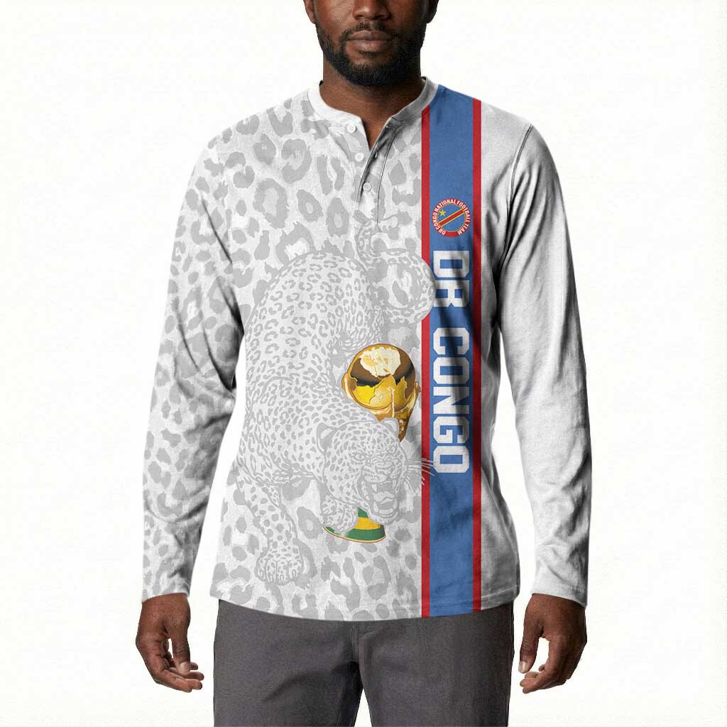 DR Congo Football Custom Button Sweatshirt Come On Leopards White Color