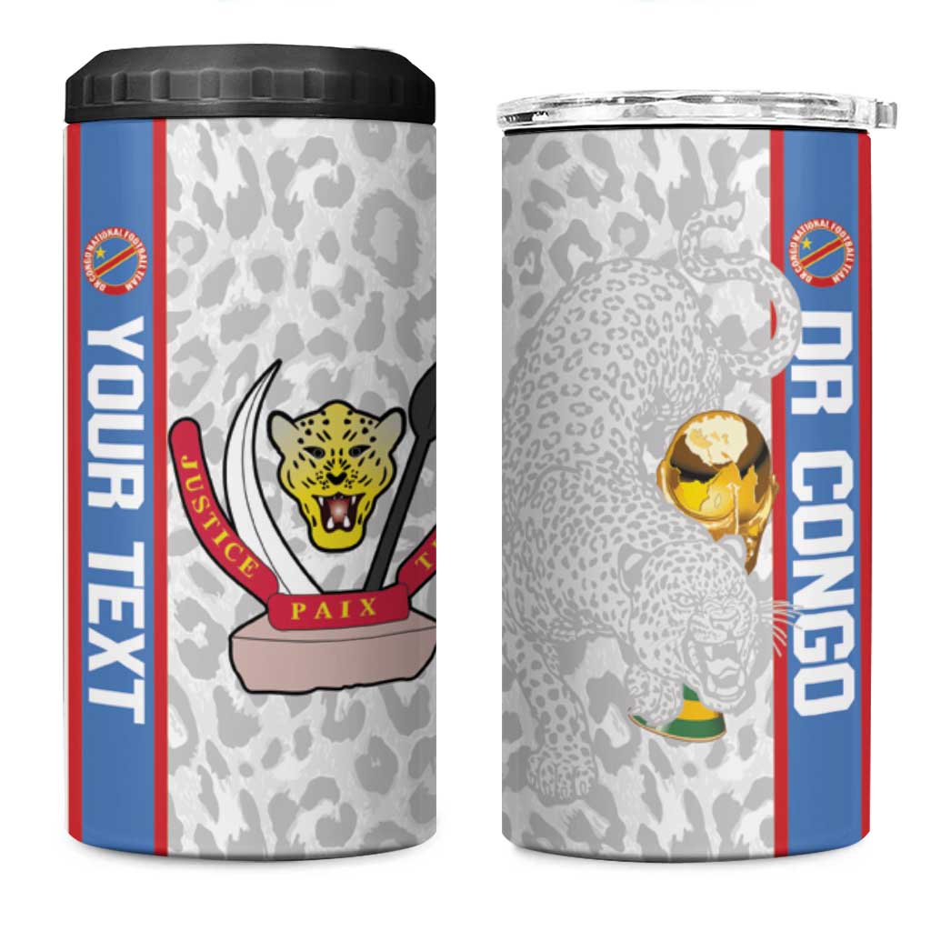 DR Congo Football Custom 4 in 1 Can Cooler Tumbler Come On Leopards White Color